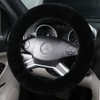 Fluffy Wool Sheepskin Fuzzy Black Car Steering Wheel Cover for