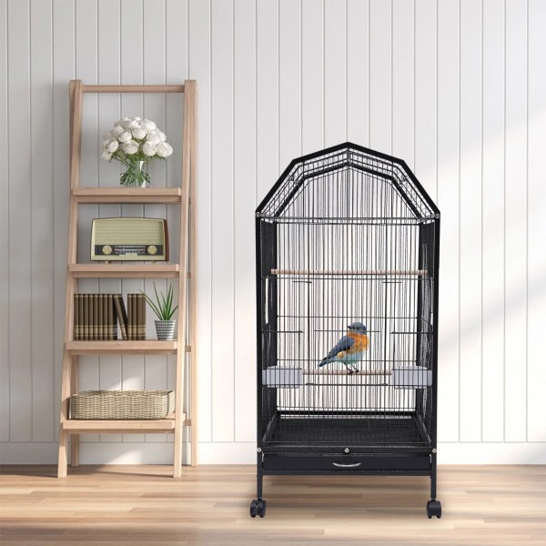 Unbranded Black Large Bird Cage with Rolling Stand for Cockatiels,