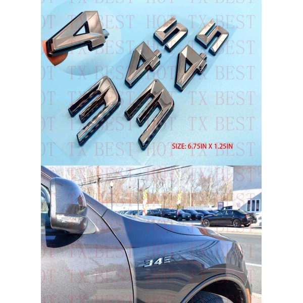 TD SHOP (2pc) Chrome Black 345 Badge Emblem for MOPAR