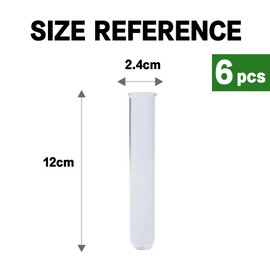 6 pieces test tubes, made of sturdy acrylic plastic, highly transparent, 20 mm diameter, 12 cm long, with flared rim and round base for creative decorations and DIY projects