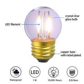 MAINDECO G40 Low Wattage Bulb,E26 Base,1W Mini Globe LED Bulb, 2700K Warm White Low Light Bulb,for Small Lamp,6 Pack