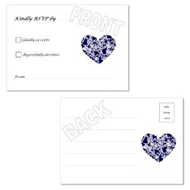Pack of 20 A6 Double Sided RSVP Cards- Choice of Colours (Navy Blue)