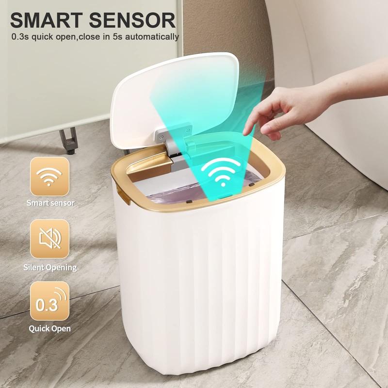 ELPHECO 3.5 Gallon Waterproof Motion Sensor Bedroom Trash Can with