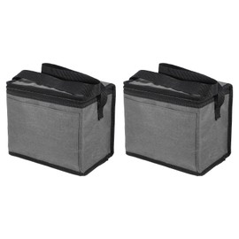 sourcing map 2pcs Insulated Reusable Grocery Bags with Zippers, Collapsible Cooler Bags Washable Food Shopping Bags for Hot/Cold Food Groceries Travel Beach (Grey, 9.8"x5.9"x7.9")