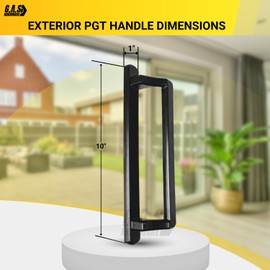 PGT 10" Sliding Glass Door Exterior Handle Kit | Exterior Replacement Patio Door Handle | Outside Door Handle Replacement | Fix and Repair PGT Door Hardware - Black