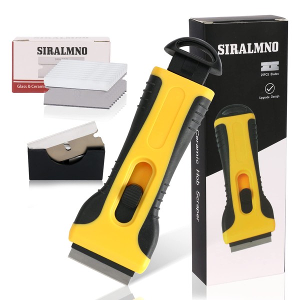 SIRALMNO Upgrade Glass&Ceramic Hob Scraper, Scraper Tools with 25pcs Replacement