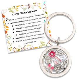 QqzsJewls Mom Keychain from Daughter Son, Funny Meaningful Keyring for Mom, Mothers Day Gift Keepsake, Mom Birthday Christmas Gift, Locket Pendant Keychain