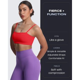 Aoxjox Women's Workout Bandeau Sports Bras Training Fitness Running Yoga Crop Tank Top (Racing Red, Medium)