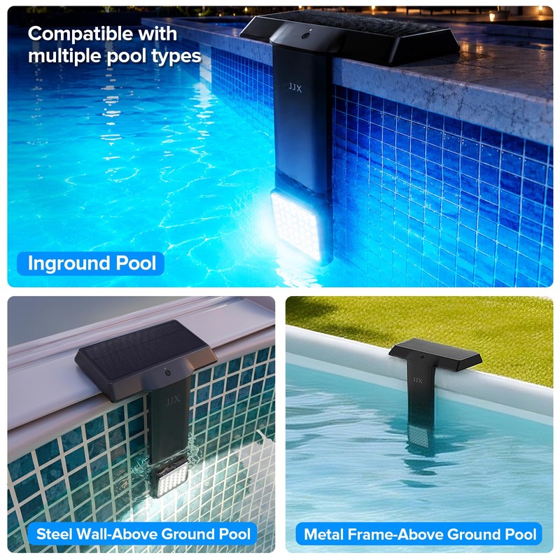JJX Solar & USB Rechargeable LED Pool Lights for Inground