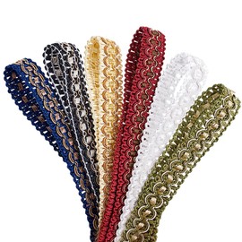 PH PandaHall 12 Yards 6 Colours Gimp Braid Trim, 3/4 inch Upholstery Trim Upholstery Braid Fabric Polyester Fringe Trim Ribbon for Costume DIY Crafts Sewing Curtain Home Lamp Shade Decoration