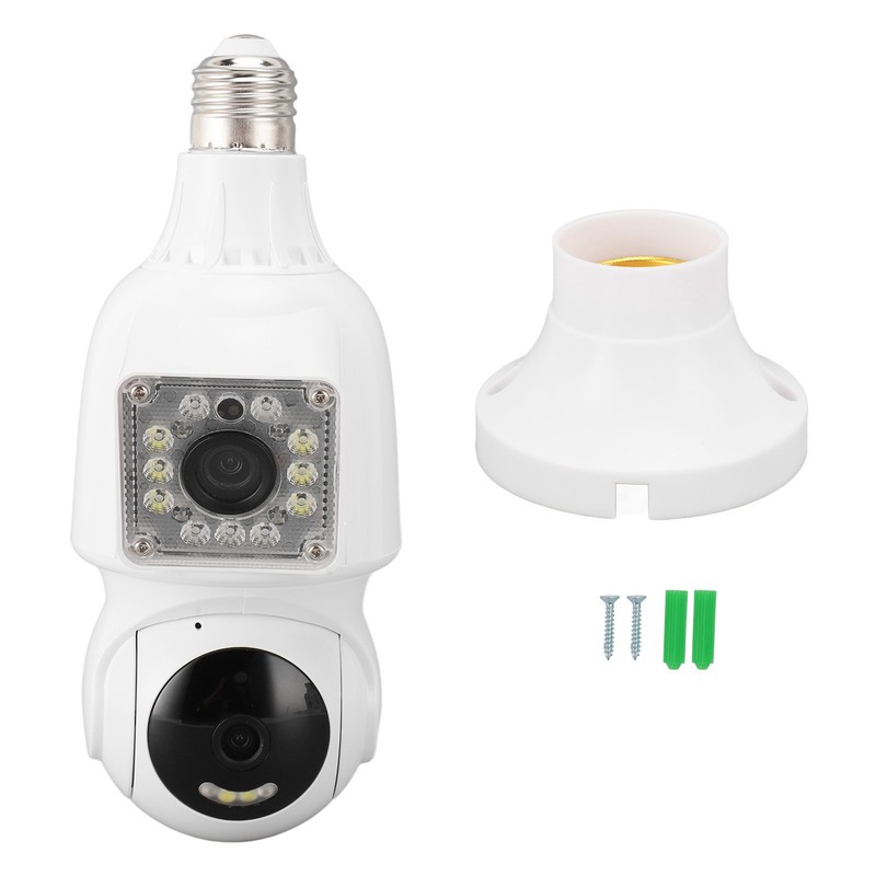FHD 1080P Dual Lens Light Bulb Security Camera 360 Degree