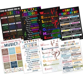 Set 4 pcs Colorful Music Classroom Posters Choir Posters, Solfege Poster, Music Bulletin Board Decorations, Music Posters For Music Classroom Education, Music Teacher Supplies (Set 4pcs music)