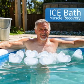 4 Pack Reusable Silicone Ice Block Mold 6lbs Extra Large for Cold Plunge Tubs & Ice Baths, Freezer Safe Giant Ice Cube Trays, Water Chiller Accessories for Athletes Coolers (Heart)