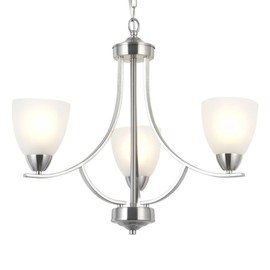 VINLUZ 3 Light Contemporary Chandeliers Brushed Nickel Modern Light Fixtures Ceiling Hanging Classic Pendant Lighting for Foyer Bedroom Dining Room Bathroom