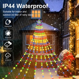 Outdoor Christmas Decoration Star Lights 480 LED Christmas Star Lights with 9 Strands 17ft Waterfall Tree Lights, 16Modes, Waterproof & Timer for Garden Yard Patio Outdoor Xmas Decorations