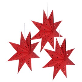 3pcs Red Paper Star Lantern Lampshades, 14 Inch 3D Hanging Star Light Cover for Holiday Home Decoration