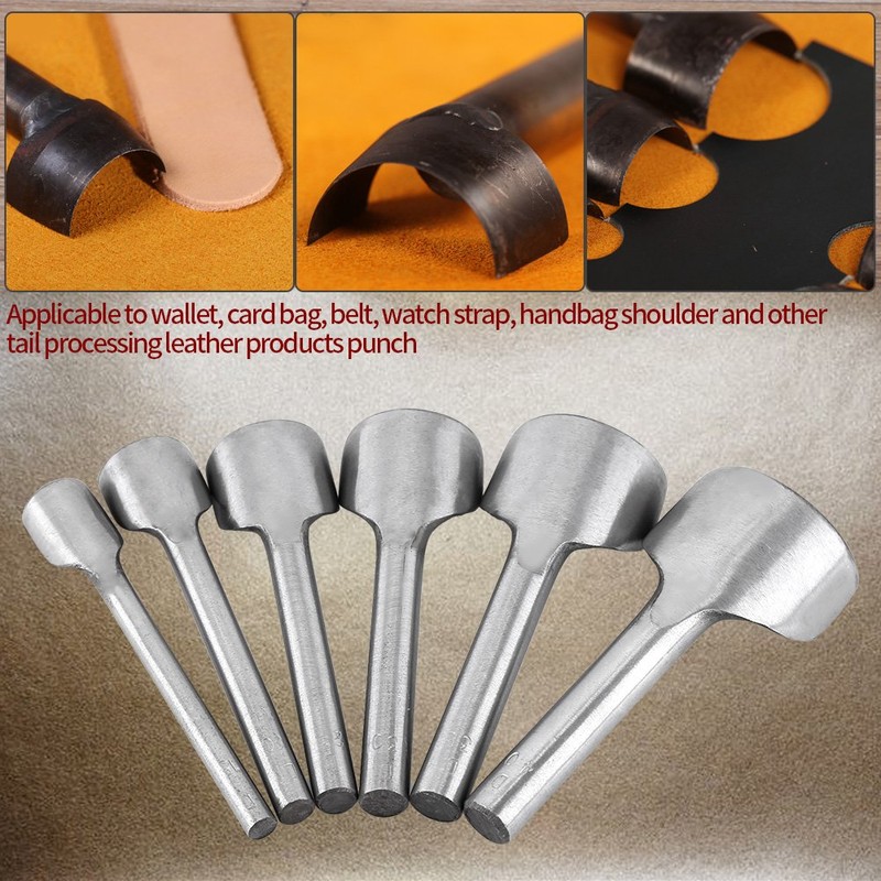 6ps Half -Round Punch Cutter, Hole Punches Belt Wallet End