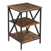 Segawe 24'' End Side Table with Storage Shelf and X-Shaped