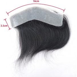 Hombre Tupé Tupé de Pelo Liso for Hombre, línea de Cabello Frontal Estilo V for Hombres, 100% Cabello Humano Remy, 0,06mm, Piel Ultrafina, Base de PU, prótesis capilar for Hombres Peluca Hombre (Colo