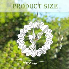 MYLERCT Garden Wind Chime, 100 x 100 mm 3D Wind Chimes for Outdoor Hanging, Stainless Steel Wind Chime Metal, Hummingbird Wind Chime for Garden, Balcony, Window