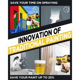 VQY Paint Sprayer, Electric Cordless Handheld HVLP Spray Gun with LED Light, Battery Not Included (Designed for VQY Battery Only), Yellow