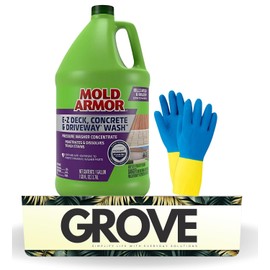 Mold Armor Mold and Mildew Killer With Gloves - Mold Remover & House Wash - Deck Cleaner & Siding Cleaner - Powerful Mold Spray - Wood Fence Cleaner - Protects Pressure Washer Parts - 1 Gallon