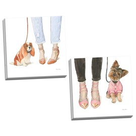 Gango Home Decor Contemporary Furry Fashion Friends III & IV by Emily Adams (Ready to Hang); Two 16x16in Hand-Stretched Canvases