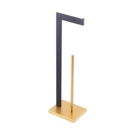 GERZWY Free Standing Toilet Paper Holder, SUS 304 Stainless Steel Toilet Paper Stand with Reserve (Black & Gold) DZY004-BD