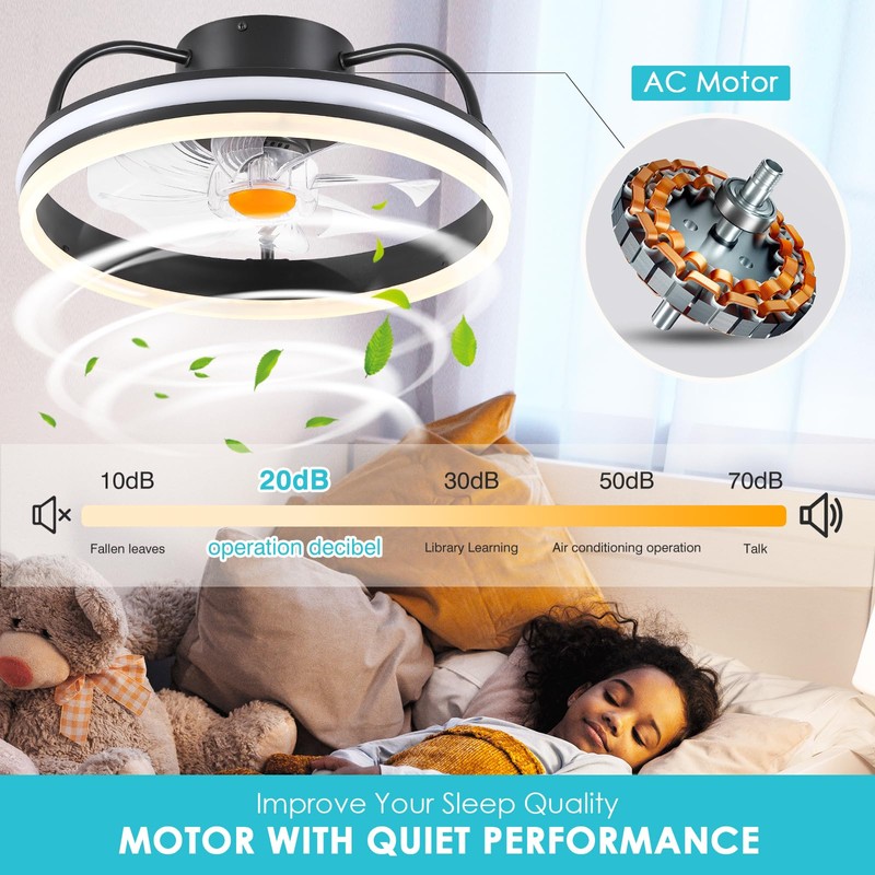 Ceiling Fan-Low Profile Ceiling Fan with Light - Modern Flush