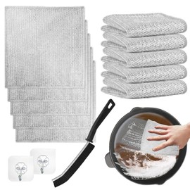 VEQENIFY Pack of 10 Multi-Purpose Dish Cloths Steel Wire Dish Cloths Kitchen Cleaning Cloth Multifunctional Scratch-Resistant Wire Tea Towel Scourer Cleaning Cloth for Kitchen