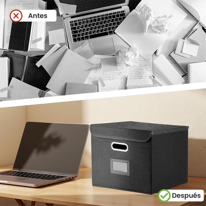 Paquete de 2 Cajas Organizadoras de Archivos con Tapa y