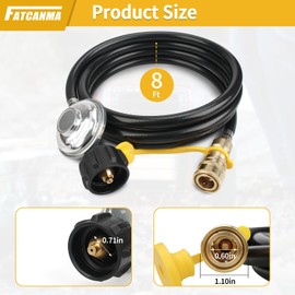 F271803 8 feet Propane Hose with Regulator - Fit for Mr. Heater Big Buddy Indoor Outdoor Heater, 3/8 inch Heater Quick Connect Disconnect Adapter and QCC1 Propane Tank Connectors