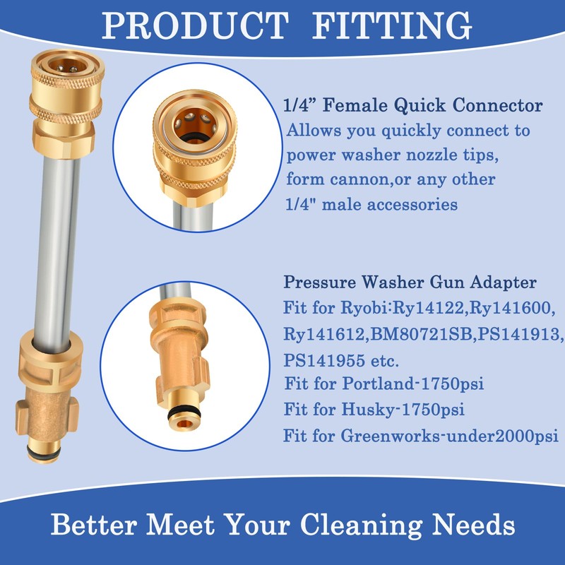 Evangenial 2-Pack Pressure Washer Gun Adapter,with 1/4'' Female Quick Connector,