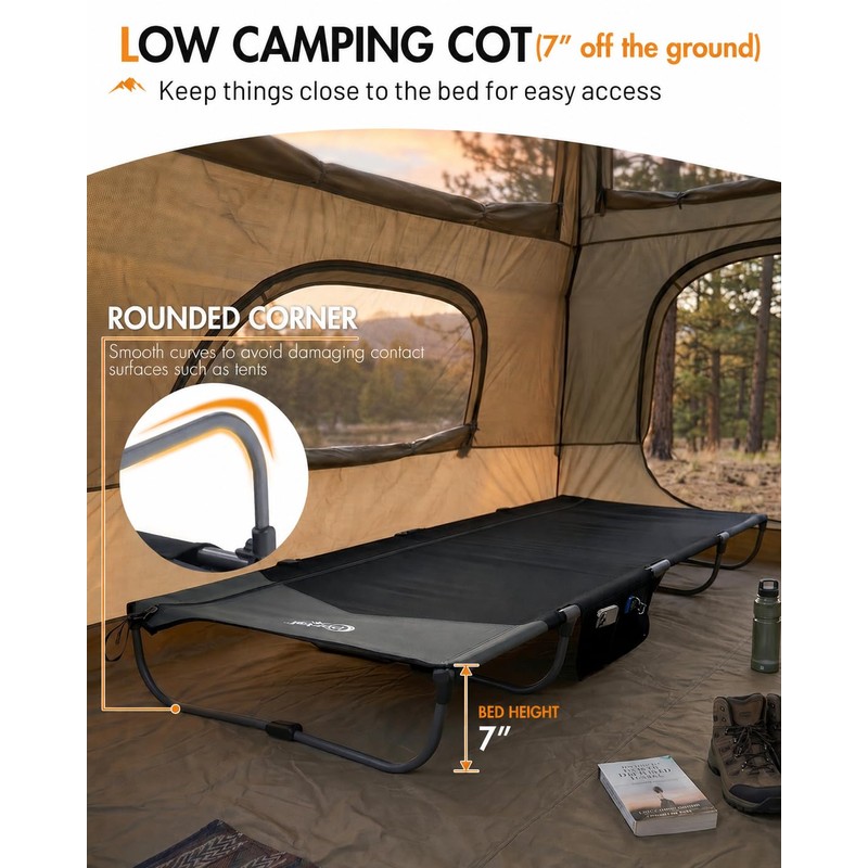Portal 20-Second Setup Camping Cot, Ultra-Light 7.1 lbs Integrated Travel