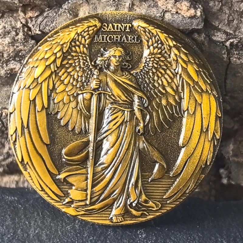 LZWIN The Archangel Saint Michael Christian Challenge Coin - 1.57