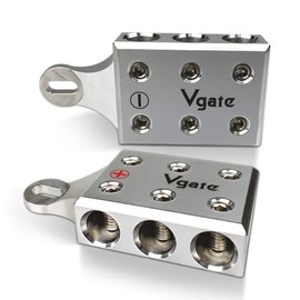 Vgate 6x1/0 AWG Gauge Post Battery Terminals, for Lithium or AGM Lead Acid Battery with Bolt Down Ends or Threaded Studs, M6 or 1/4”-20