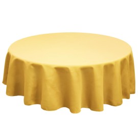 TableLinensforLess Polyester Round Tablecloth, 108 Inch Round, (Dark Lemon)