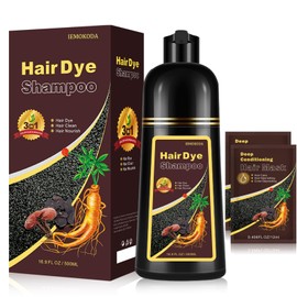 Instant Natural Brown Hair Color Shampoo - 3 in 1 for Gray Hair, 100% Coverage in 10-15 mins, Long Lasting, 16.9 Fl Oz