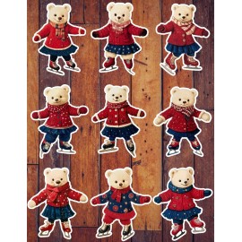 Handmade Ice Skating Bear Girl Die Cut Vinyl Stickers Set Scrapbooking Laptop Waterbottle