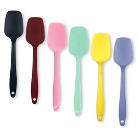 Plentur High Heat Flexible Silicone Spoon Spatula - 10.4in Seamless Baking Bowl Scraper and Cooking Scraper for Nonstick Cookware - Silicone Spatulas for Kitchen Use (Purple)