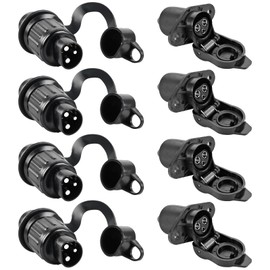 Trailer Plug 3-Pin 3-Pin Socket, Flat Three-Pole Plug Socket, Adapter Three-Pole for Motorhomes, 12 V Systems, 3 Pin Socket Agricultural Machine, Construction Machine, Pack of 4