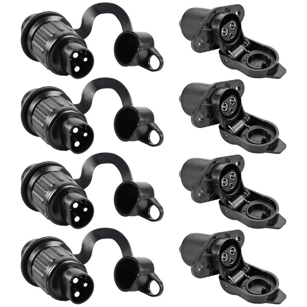 Trailer Plug 3-Pin 3-Pin Socket, Flat Three-Pole Plug Socket, Adapter