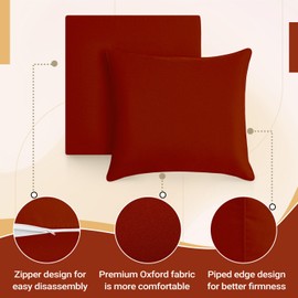 cozyide Outdoor Deep Seat Patio Cushions Set, Waterproof Outdoor Chair Cushions Set, Memory Foam Patio Furniture Cushions 24" x 24", Includes Seat Cushion & Back Pillow, Brick Red