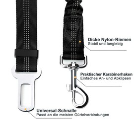 Toozey Dog Safety Belt with Elastic Shock Absorber and Strong Carabiner, Adjustable Dog Belt, Highest Degree of Safety for All Dog Breeds and Cats, Pack of 2