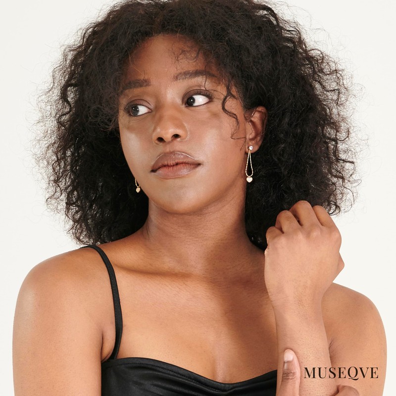 Dainty Heart Drop Dangle Earrings for Women 14K Gold Plated