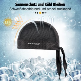 HASAGEI Bandana Cap Men Women Headscarf Biker Bandana Cap Cycling Hat Under Elasticity Breathable Sweat-Wicking Quick Dry Sports Headwear Summer Hat, black