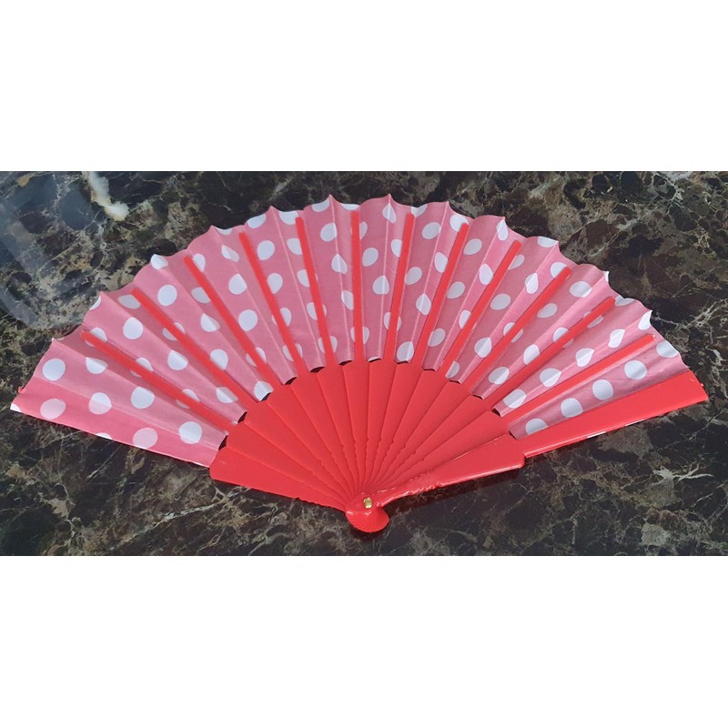 Fat-catz-copy-catz Red Polka Dots Spotted Portable Foldable Spanish Hand Fan