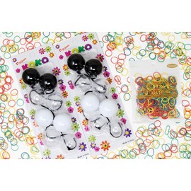 KOKO - Priemum 8 Pcs X-LARGE Bubble ball hair ties. Elastics Ties 32mm Ball Bubble Ponytail Holders. Colorful Elastic Accessories for Baby Kids Children Girls Women All Ages (BK WT CLEAR)