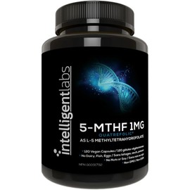 Intelligent Labs 5-MTHF 1MG – 120 Veg Capsules | Quatrefolic Activated Folate for Methylation