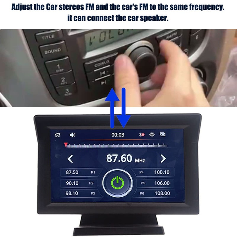 Wireless Apple Carplayer Android Auto Monitor, 7 Inch Full HD